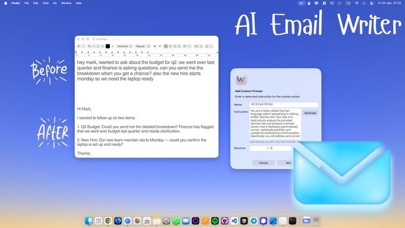 AI Email Writer: Polish Rough Drafts Into Professional Emails on Mac