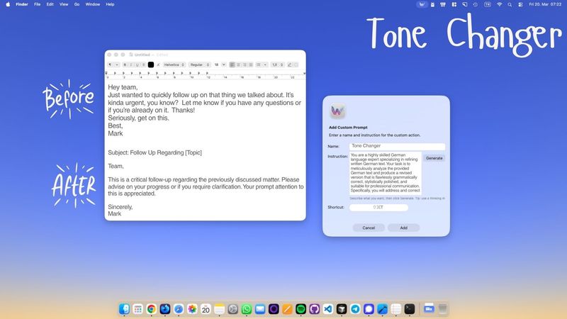 Tone Changer for Writing — Shift Any Text from Casual to Formal on Mac