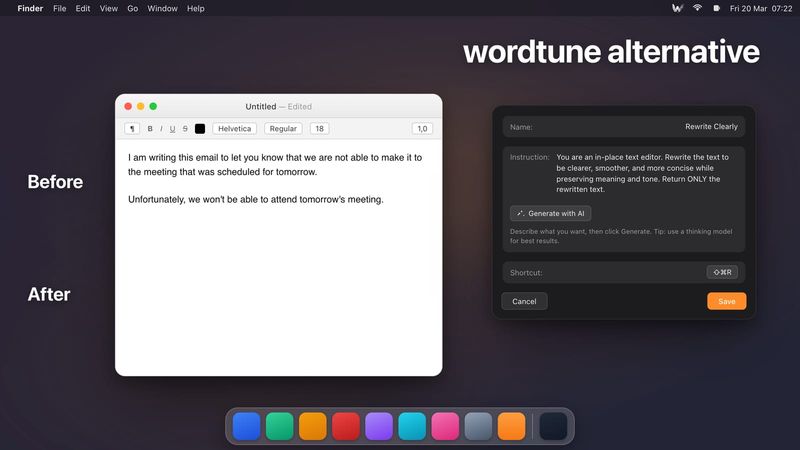 Best Wordtune Alternative for Mac: Rewrite Text in Any App