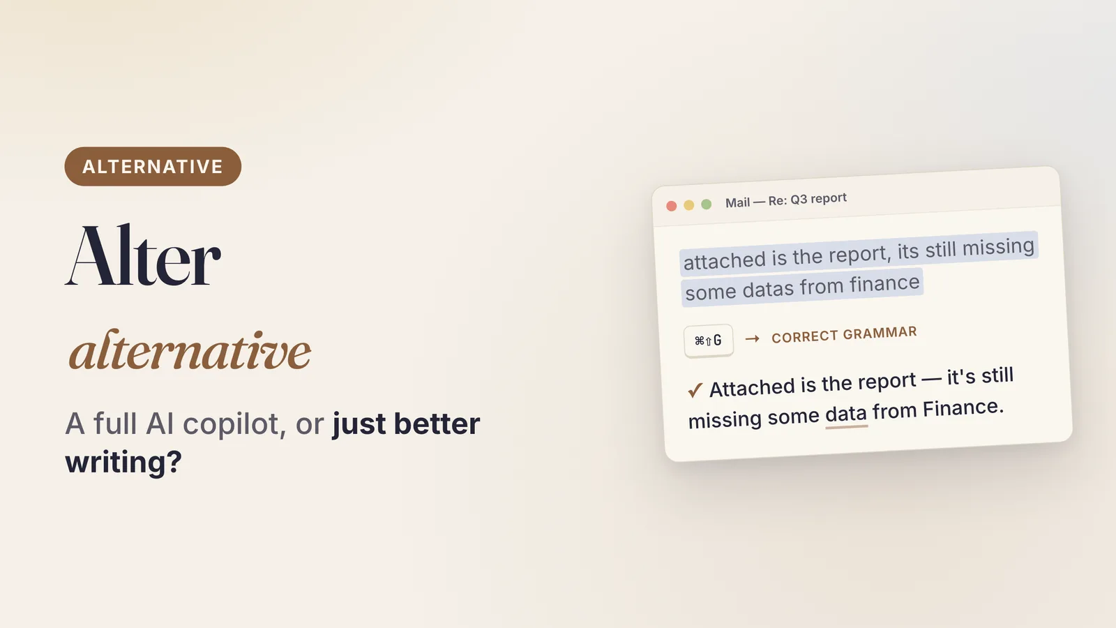 Alter Alternative for Mac: A Focused $8.99 Writing Tool vs. the Premium AI Copilot
