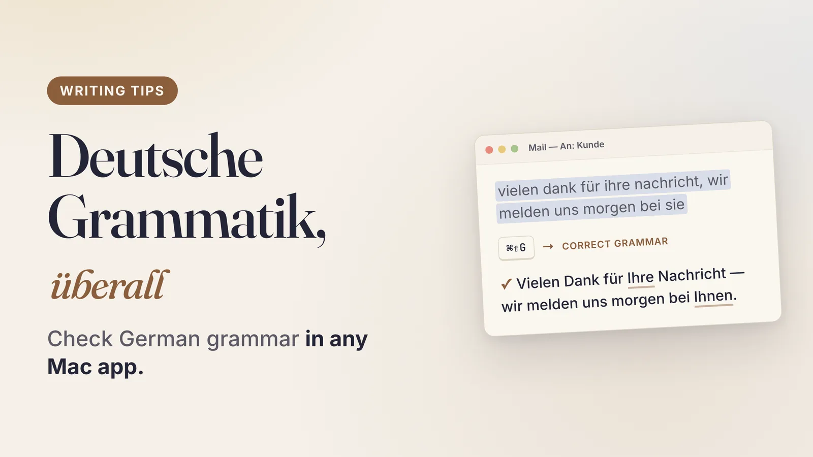 How to Check German Grammar on a Mac — in Any App, Without Copy-Paste