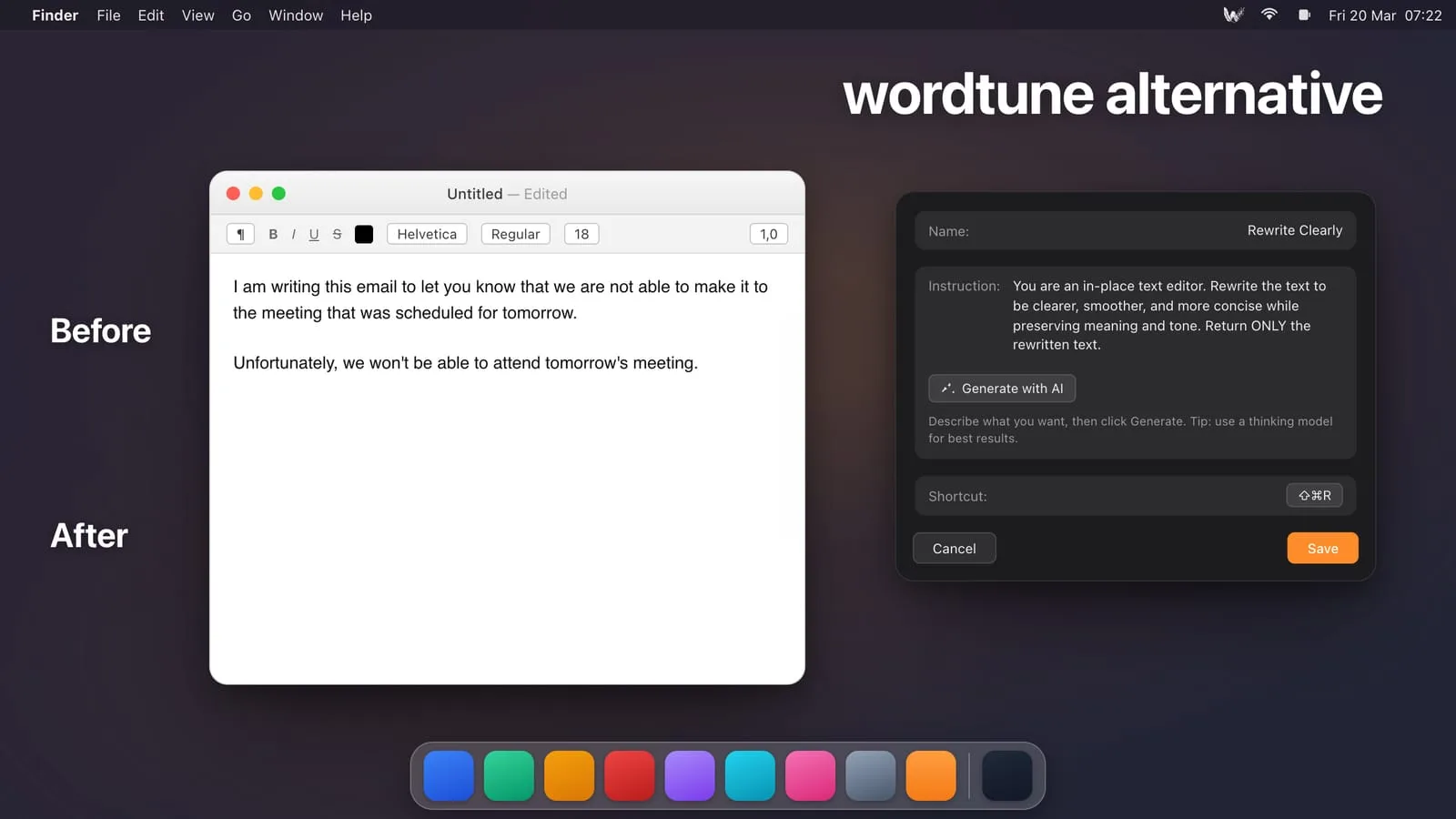 Best Wordtune Alternative for Mac: Rewrite Text in Any App