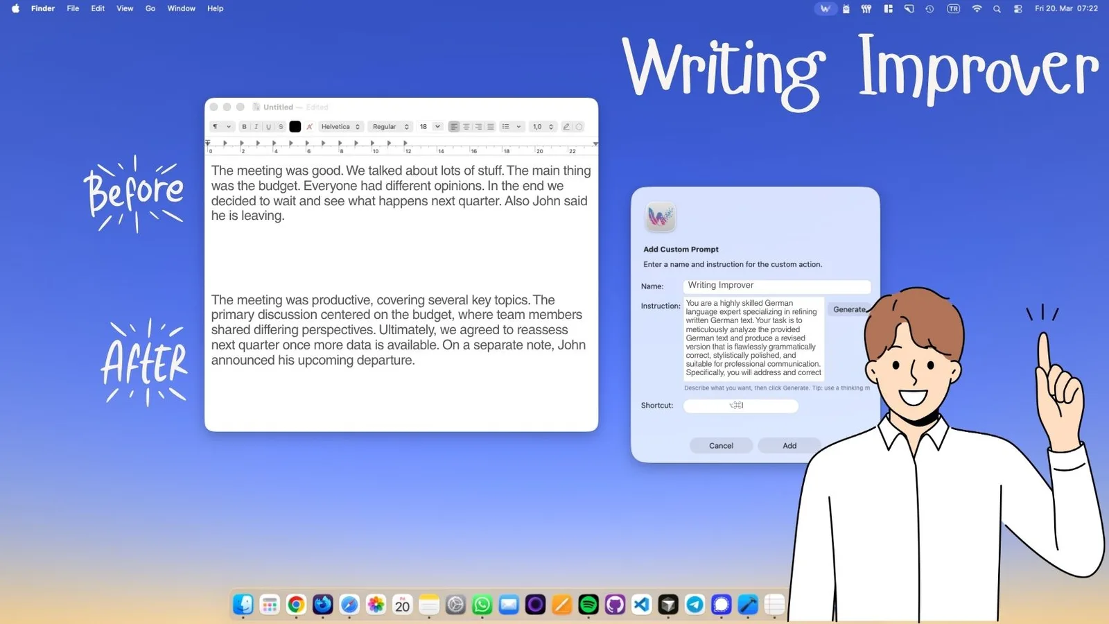 Writing Improver for Mac — Polish Any Text With One Shortcut